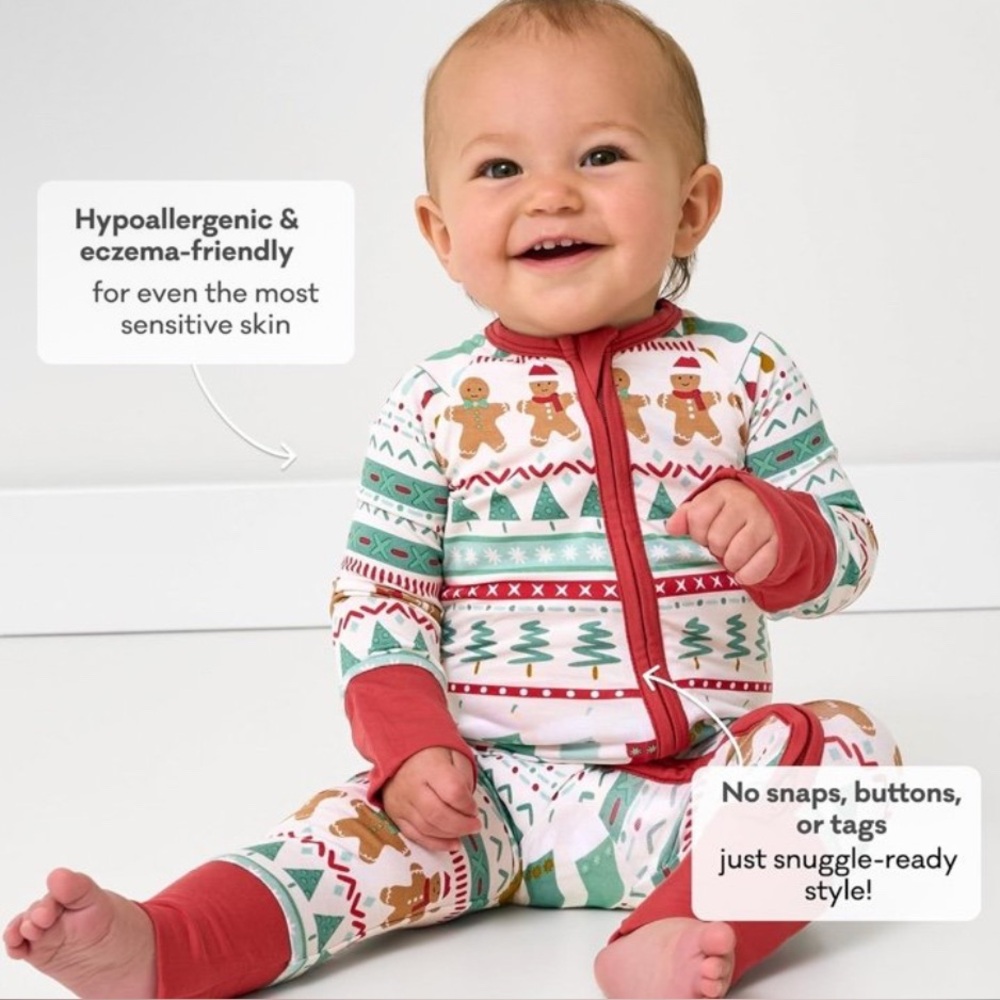 Little Sleepies Fair Isle Christmas Zippy Pajamas Size 12-18M GUC - Picture 3 of 13